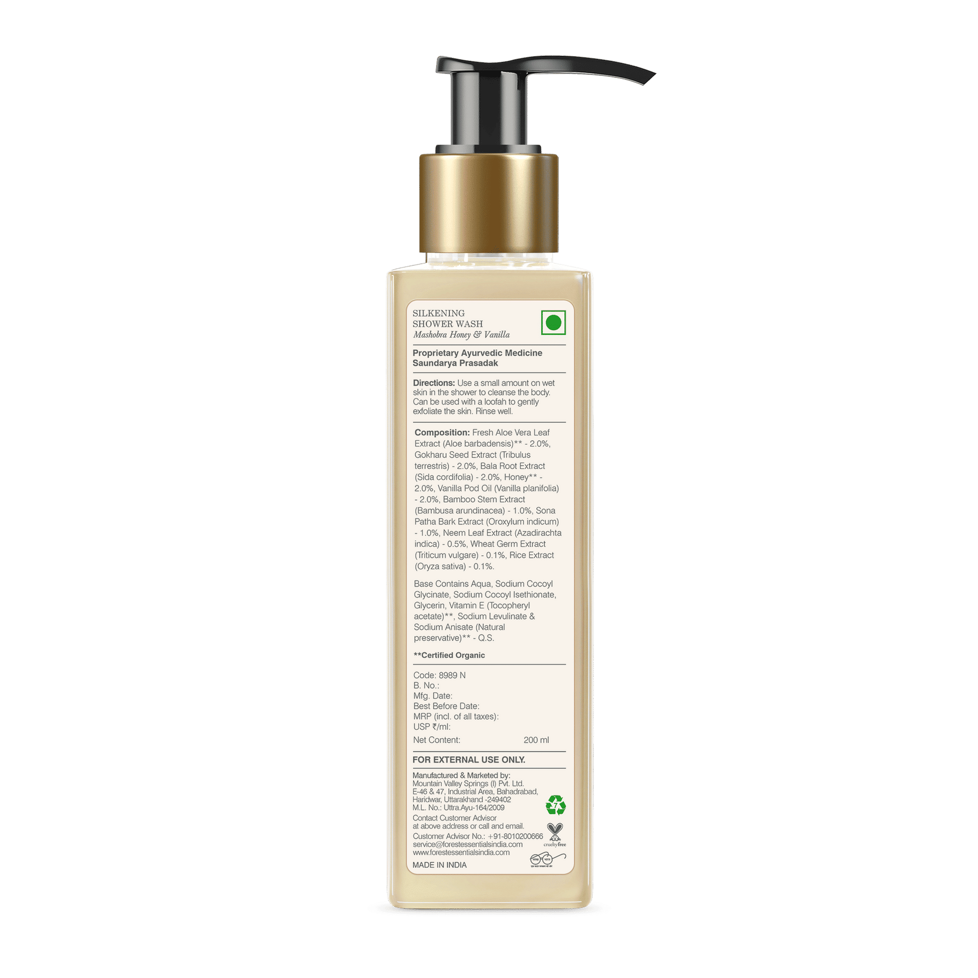 Forest Essentials Silkening Shower Wash - Mashobra Honey & Vanilla