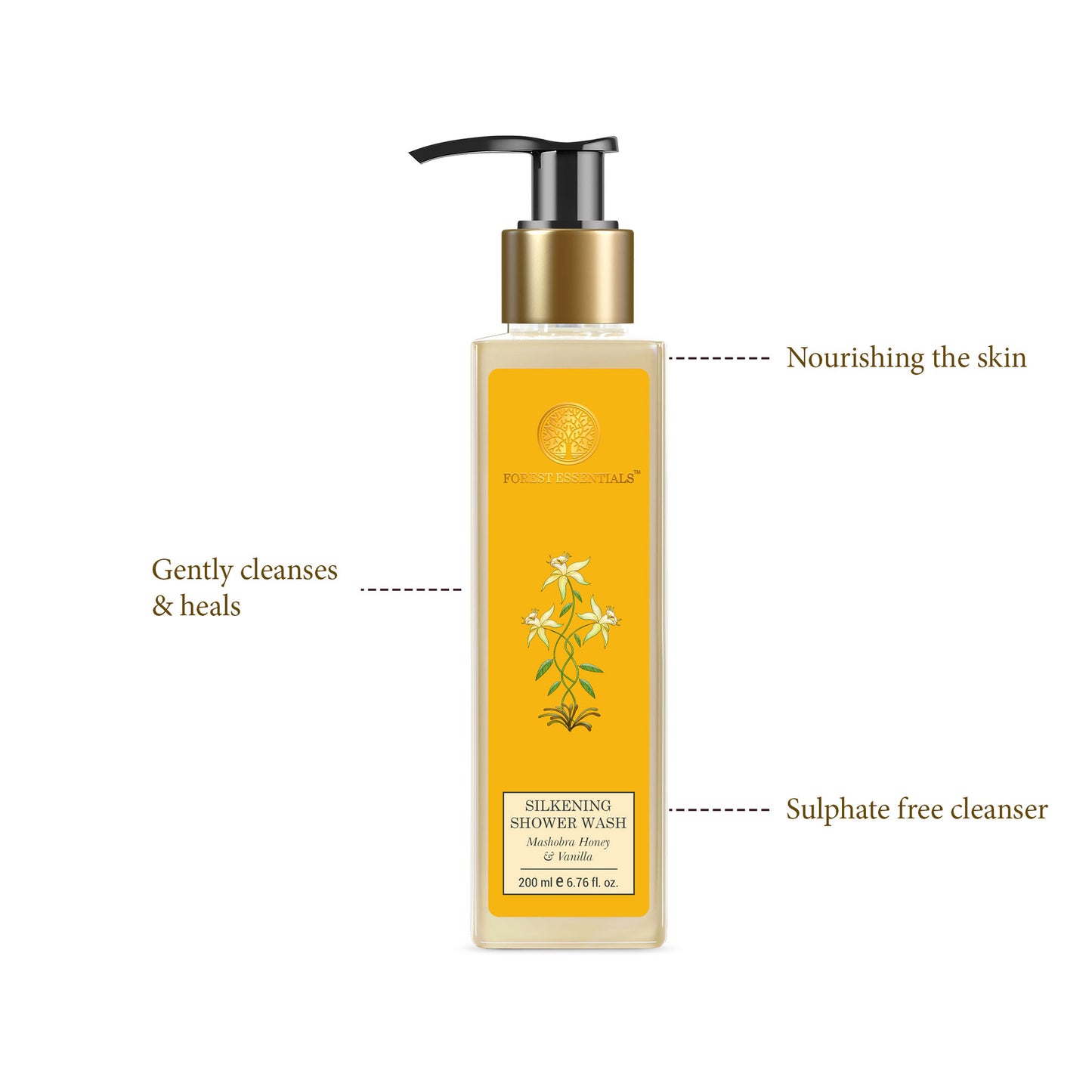 Forest Essentials Silkening Shower Wash - Mashobra Honey & Vanilla