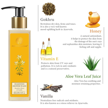 Forest Essentials Silkening Shower Wash - Mashobra Honey & Vanilla