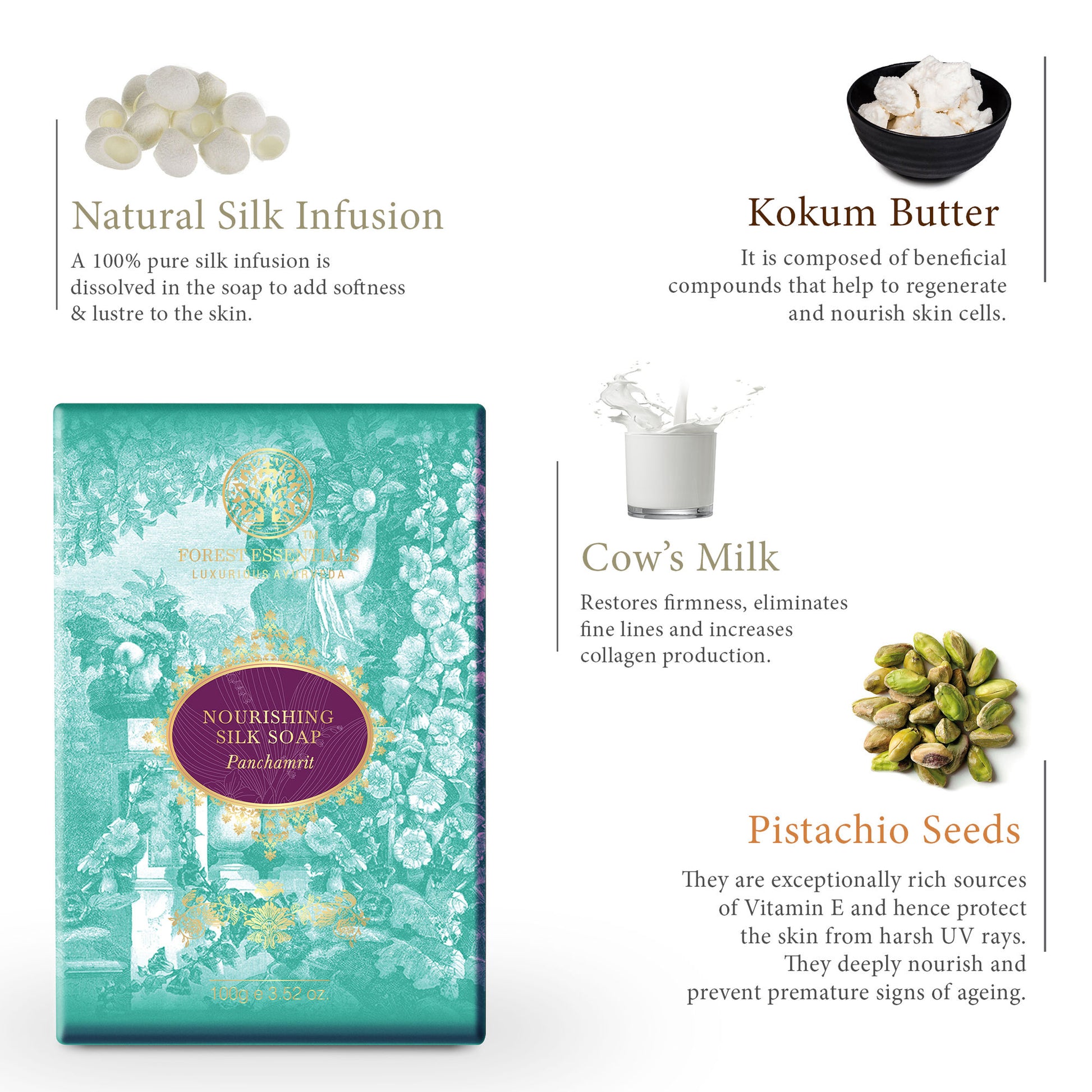 Forest Essentials Nourishing Silk Soap Panchamrit Ayurvedic Luxury Handmade Soap for Bath