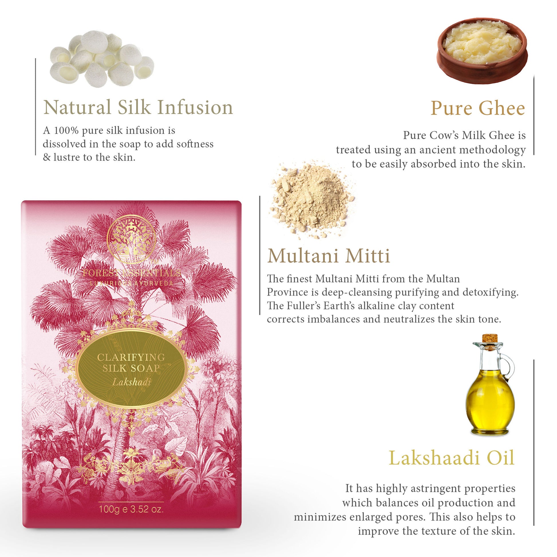 Forest Essentials Clarifying Silk Soap Lakshadi Ayurvedic Luxury Handmade Soap for Bath