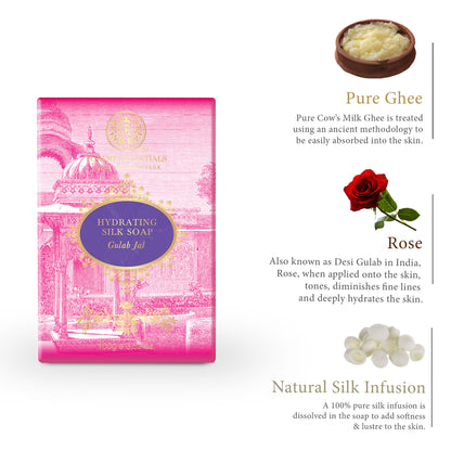 Forest Essentials Hydrating Silk Soap Gulab Jal Ayurvedic Luxury Handmade Soap for Bath