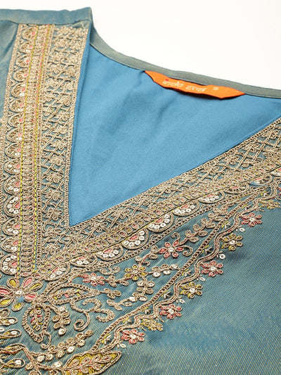 Dhiyona IE Women Ethnic Motifs Embroidered Regular Kurta with Trousers & With Dupatta