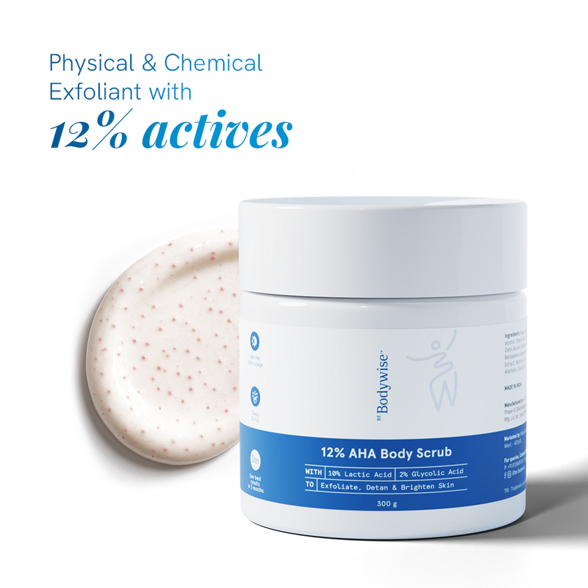 Be Bodywise 12% Aha Body Scrub - Advanced Formulation With 2% Glycolic Acid
