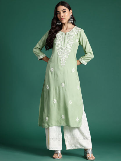 Indyancart IE Ethnic Motifs Embroidered Thread Work Kurta