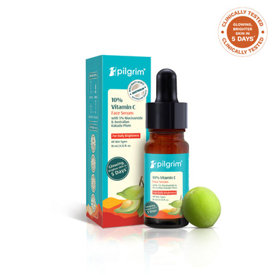 Pilgrim 10% Vitamin C Face Serum Triple Glow+++ with 5% Niacinamide Brightens Skin For Men & Women