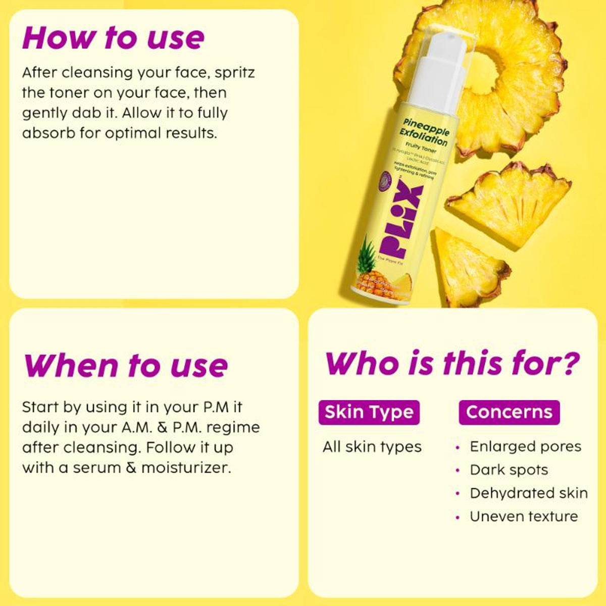Plix Pineapple 3% Hyloglo PHA Alcohol Free Face Toner