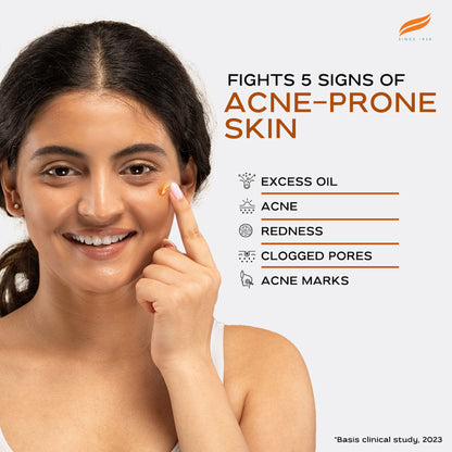 Himalaya Acne Clear+ Moisturizing Gel with natural salicylic acid for active acne and oily skin, visible in the image.