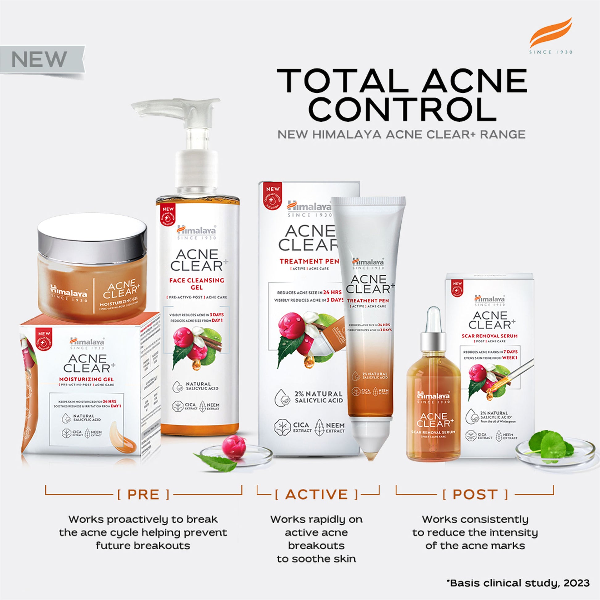 Himalaya Acne Clear+ Face Cleansing Gel with Natural Salicylic Acid for Reducing Acne & Sebum