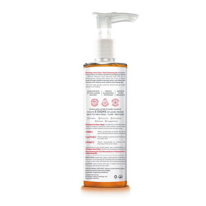 Himalaya Acne Clear+ Face Cleansing Gel with Natural Salicylic Acid for Reducing Acne & Sebum