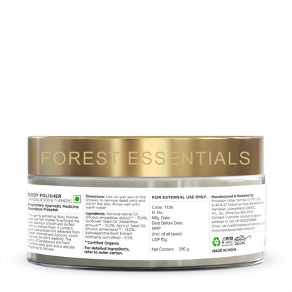 Forest Essentials Body Polisher Sandalwood & Turmeric - Body Scrub for Tan Removal