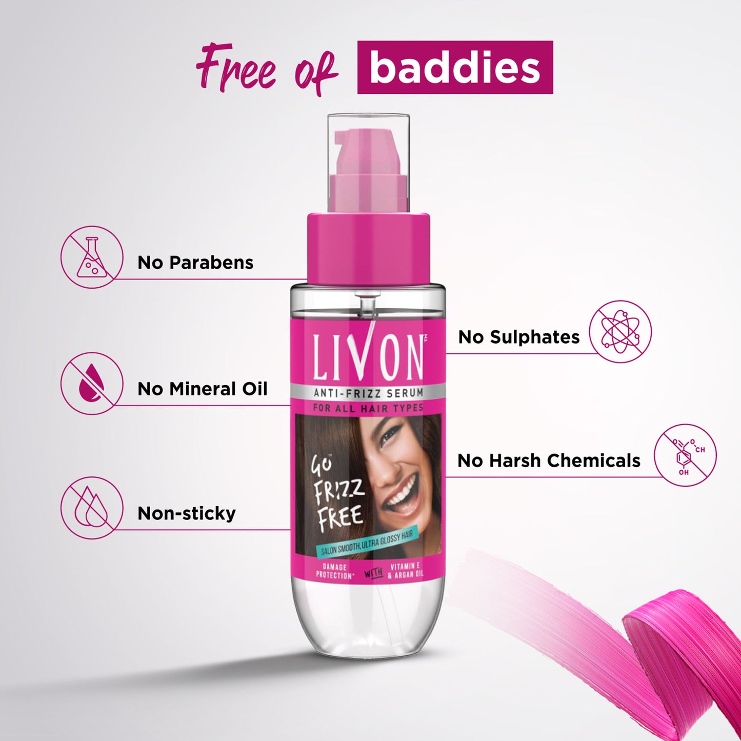 Livon Serum for Frizz-free & Smooth Hair with Argan Oil & Vitamin E - Pack of 2