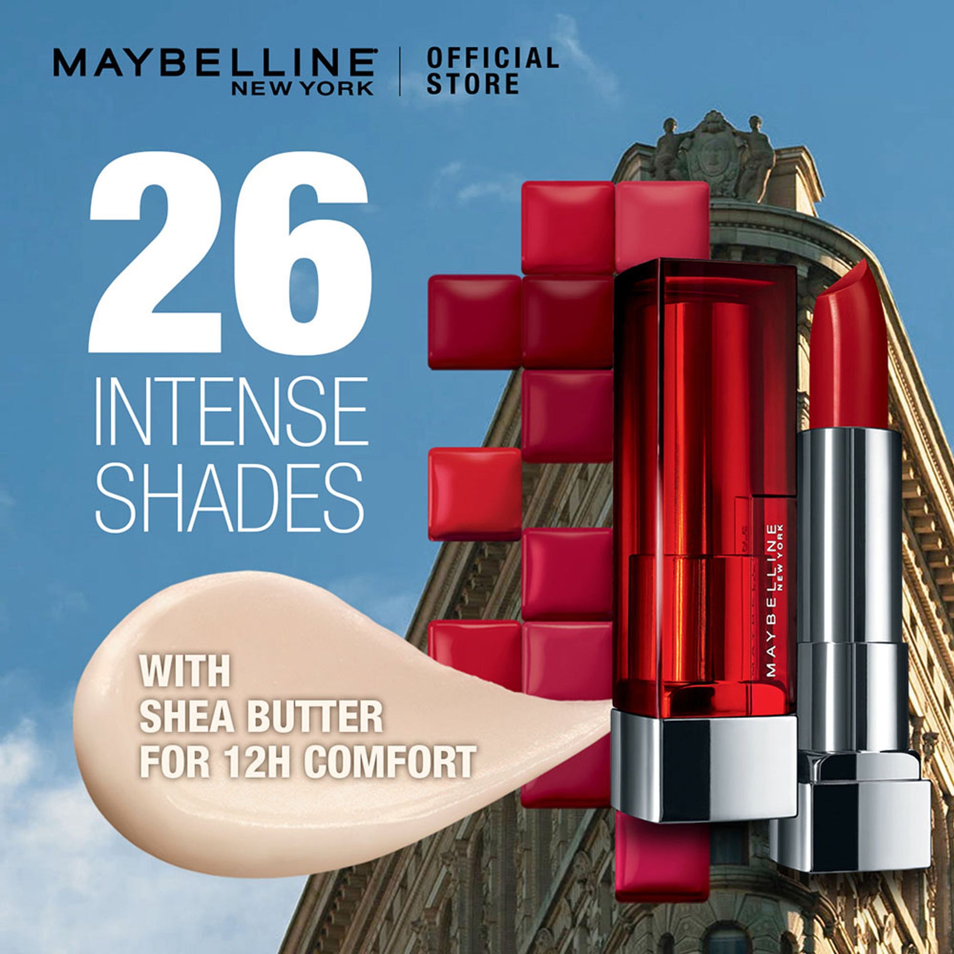Maybelline Color Sensational Creamy Matte Lipstick, 12H Formula - 640 Red Liberation - 609 Dynamite Red