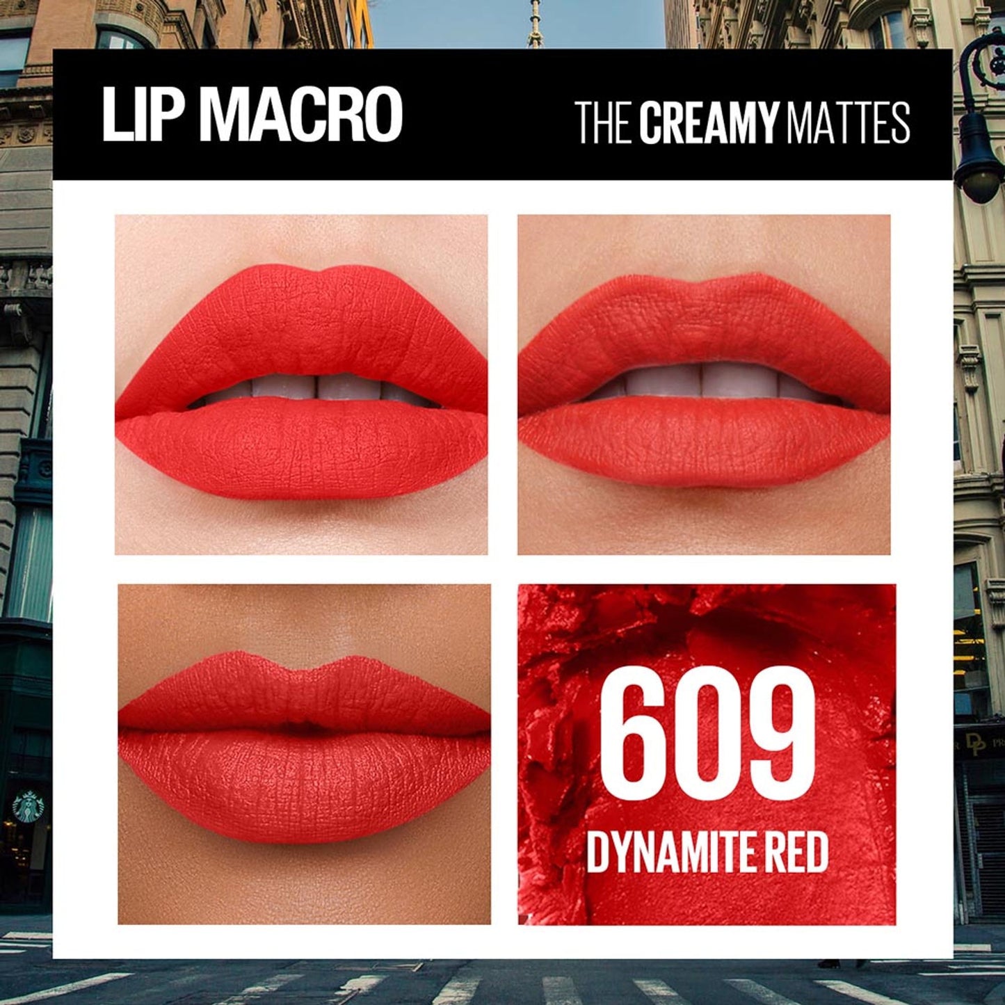Maybelline Color Sensational Creamy Matte Lipstick, 12H Formula - 640 Red Liberation - 609 Dynamite Red
