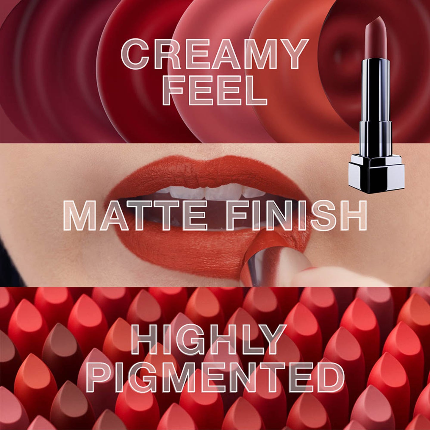 Maybelline Color Sensational Creamy Matte Lipstick, 12H Formula - 640 Red Liberation - 609 Dynamite Red