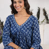 Dhiyona IE V-Neck Floral Printed Empire Pure Cotton Kurta with Trouser