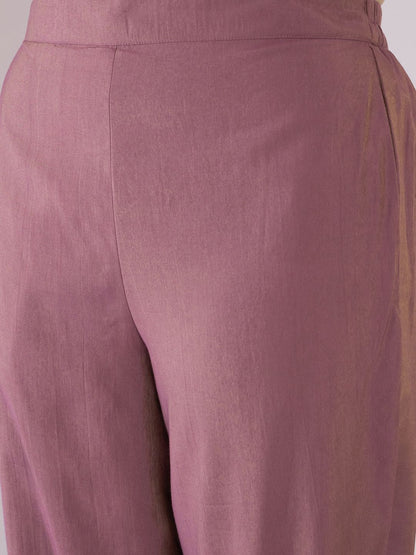 Indyancart IE Floral Embroidered Notch Neck Zari Straight Kurta With Trouser And Dupatta