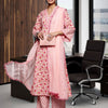 Dhiyona VA Women'sJaipuri Floral Cotton Flared Sleeve Lace Detailed Kurta with Trouser & Dupatta