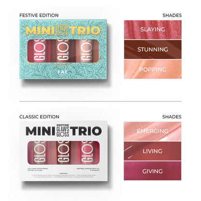 FAE Beauty Mini Peptide Lip Gloss Trio - Festive Edition