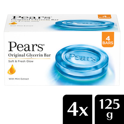 Pears Soft and Fresh Soap Bar Glycerin and Mint Body Soaps - Pack of 4