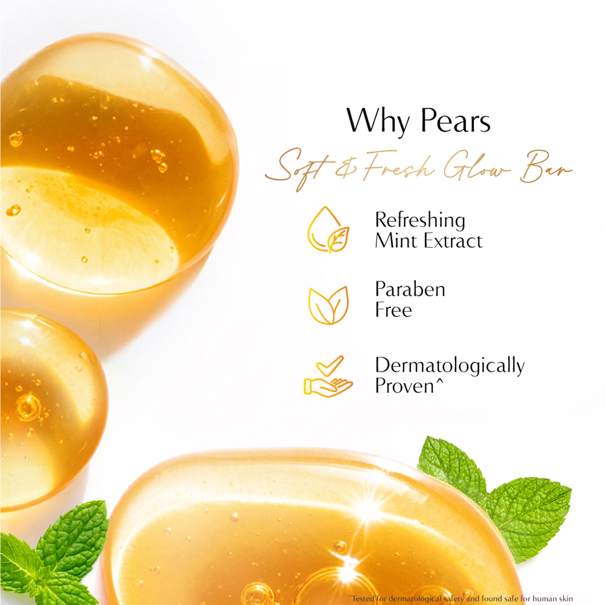 Pears Soft and Fresh Soap Bar Glycerin and Mint Body Soaps - Pack of 4