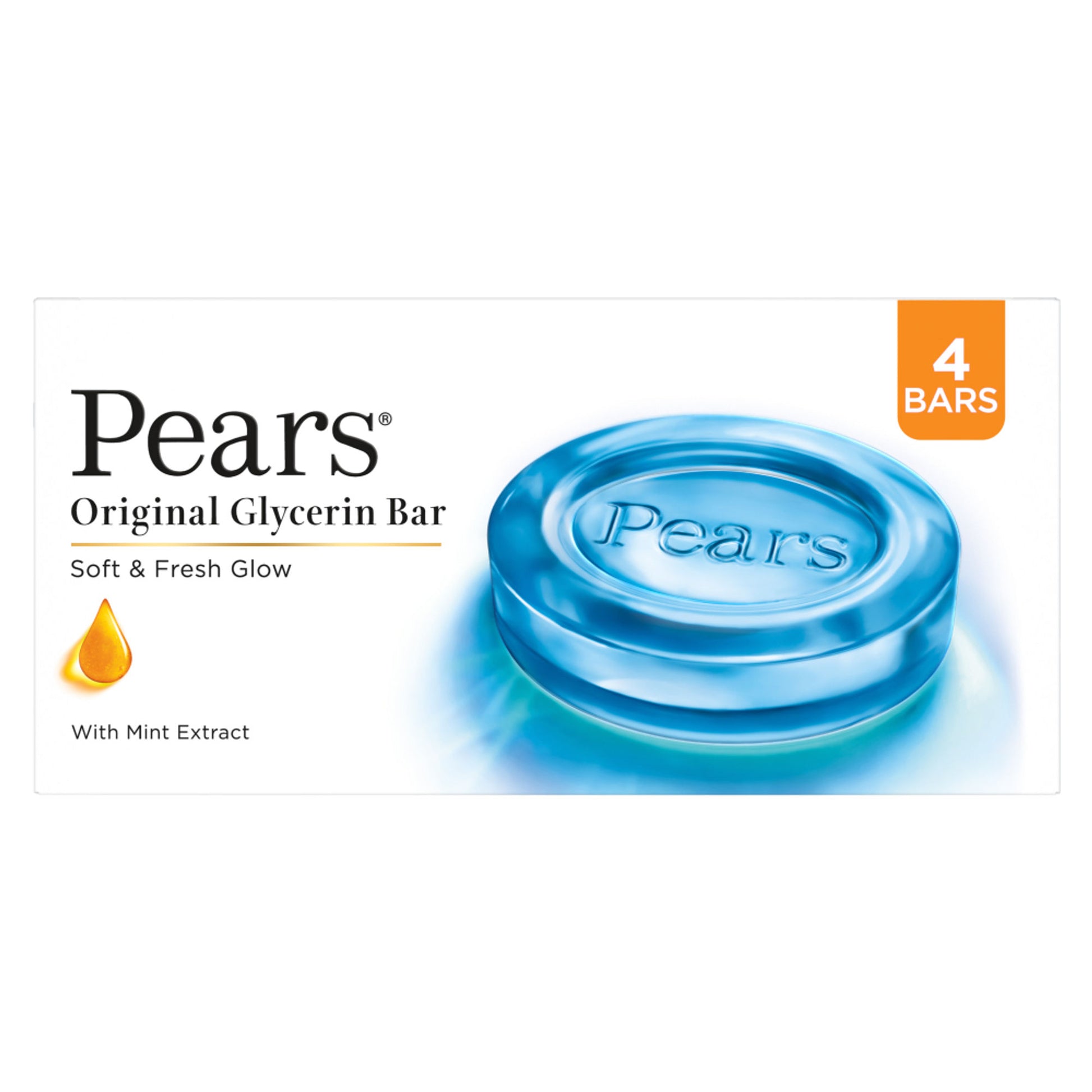 Pears Soft and Fresh Soap Bar Glycerin and Mint Body Soaps - Pack of 4