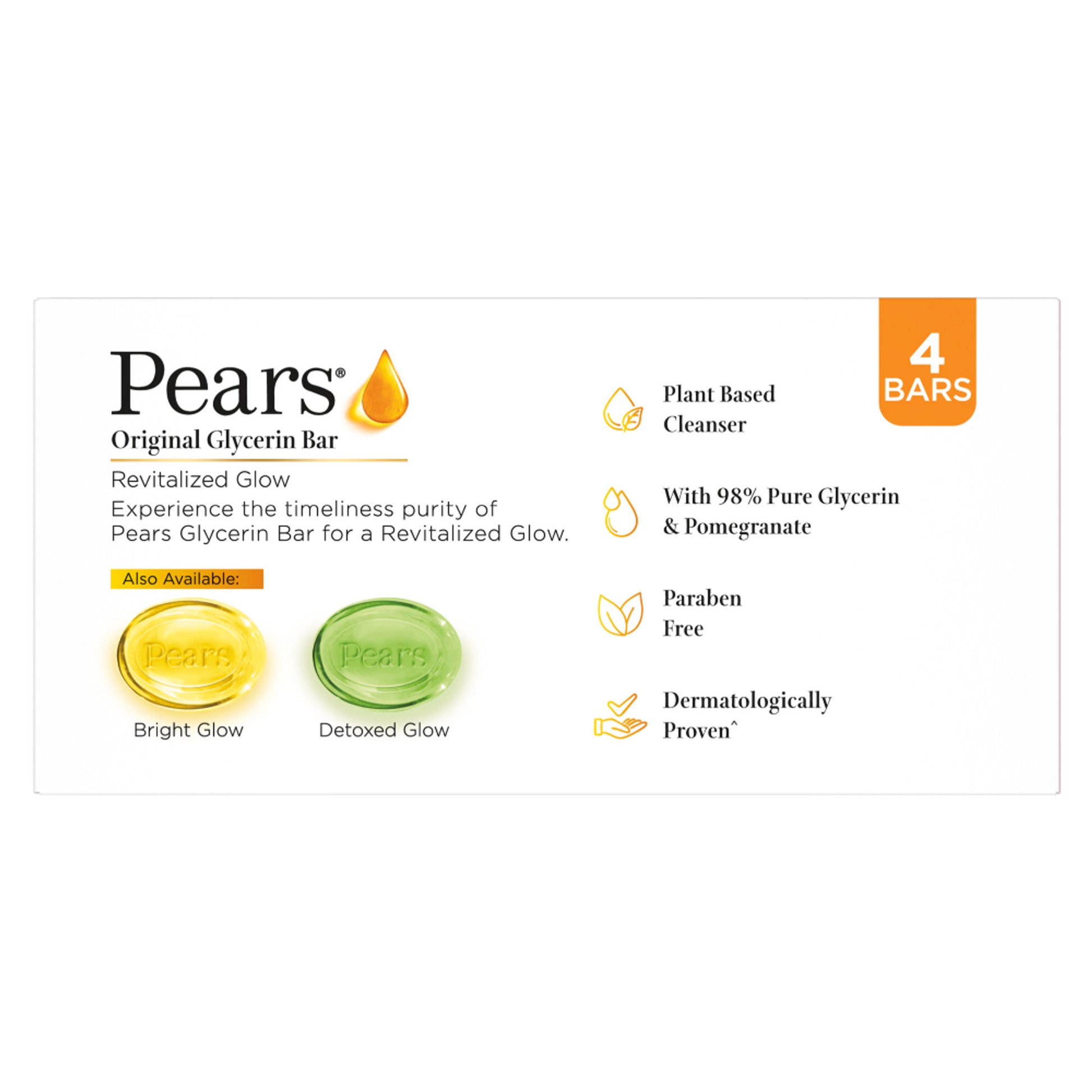 Pears Naturale Pomegranate Brightening Bathing Soap Bar (Pack of 4)