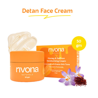 Rivona Naturals Honey And Saffron Face Moisturizing Cream For Bright Glowing Skin, Fades Dark Spots