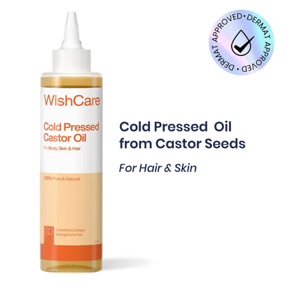 WishCare 100% Pure Cold Pressed Castor Oil For Hair & Skin-Strengthens Hair Roots-Moisturizes Skin