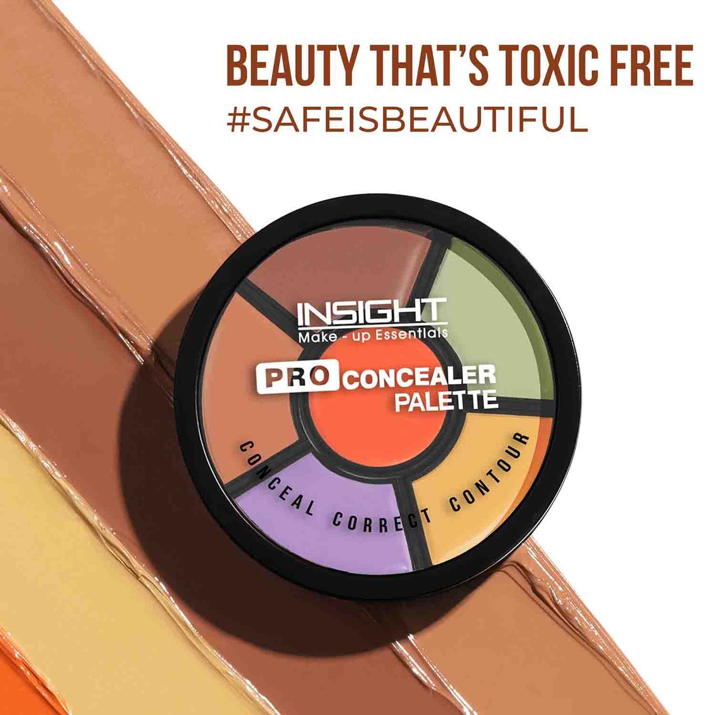 Insight Cosmetics Pro Concealer Palette, 3 In 1 Conceal,Contour & Correct, Long Lasting & Waterproof - Concealer