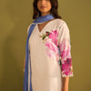 Dhiyona IE Floral Printed Beads and Stones Linen Straight Kurta with Trouser & Dupatta