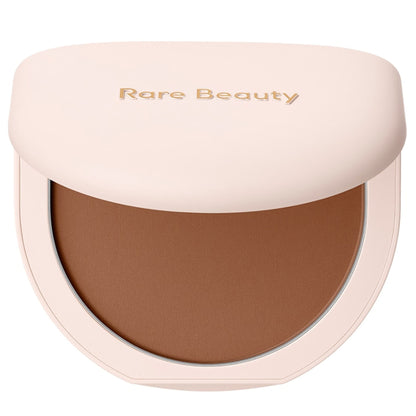 Rare Beauty True To Myself Tinted Pressed Finishing Powder in Chestnut, compact with smooth powder surface and subtle brand logo.