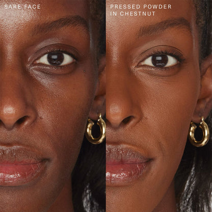 Rare Beauty True To Myself Tinted Pressed Finishing Powder in Chestnut, compact with pressed powder and subtle branding.