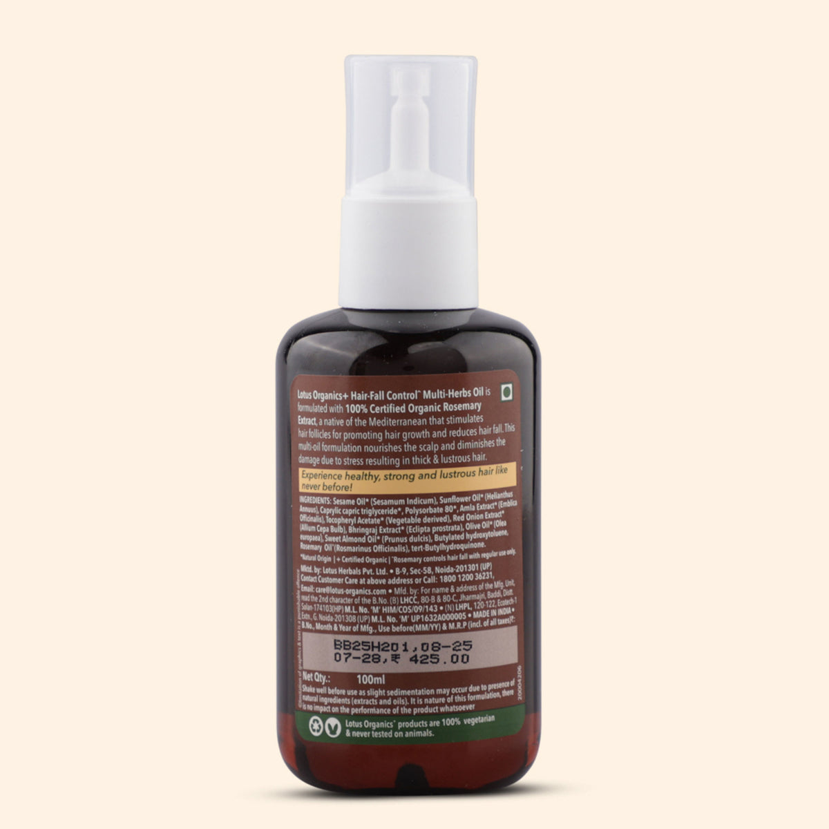 Lotus Organics Hair Fall Control Multi-herbs Hair Oil