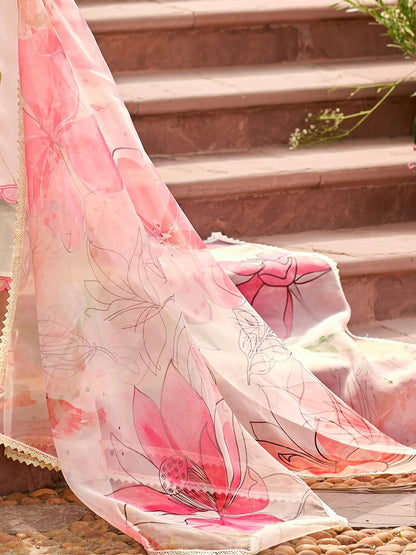 Dhiyona IE Ethnic Motifs Embroidered Regular Sequinned Kurta with Trousers & With Dupatta