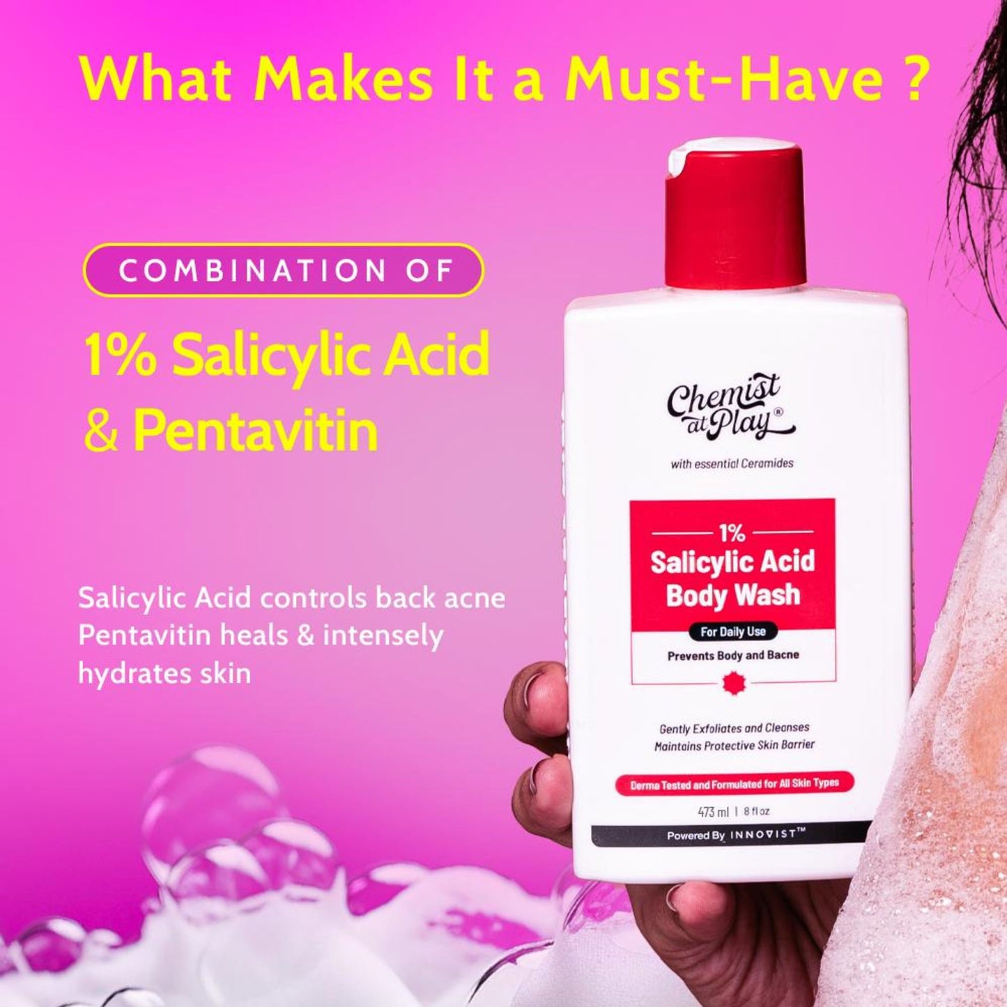 Chemist At Play 1% Salicylic Acid Acne Control Body Wash For Back And Body Acne And Back Acne