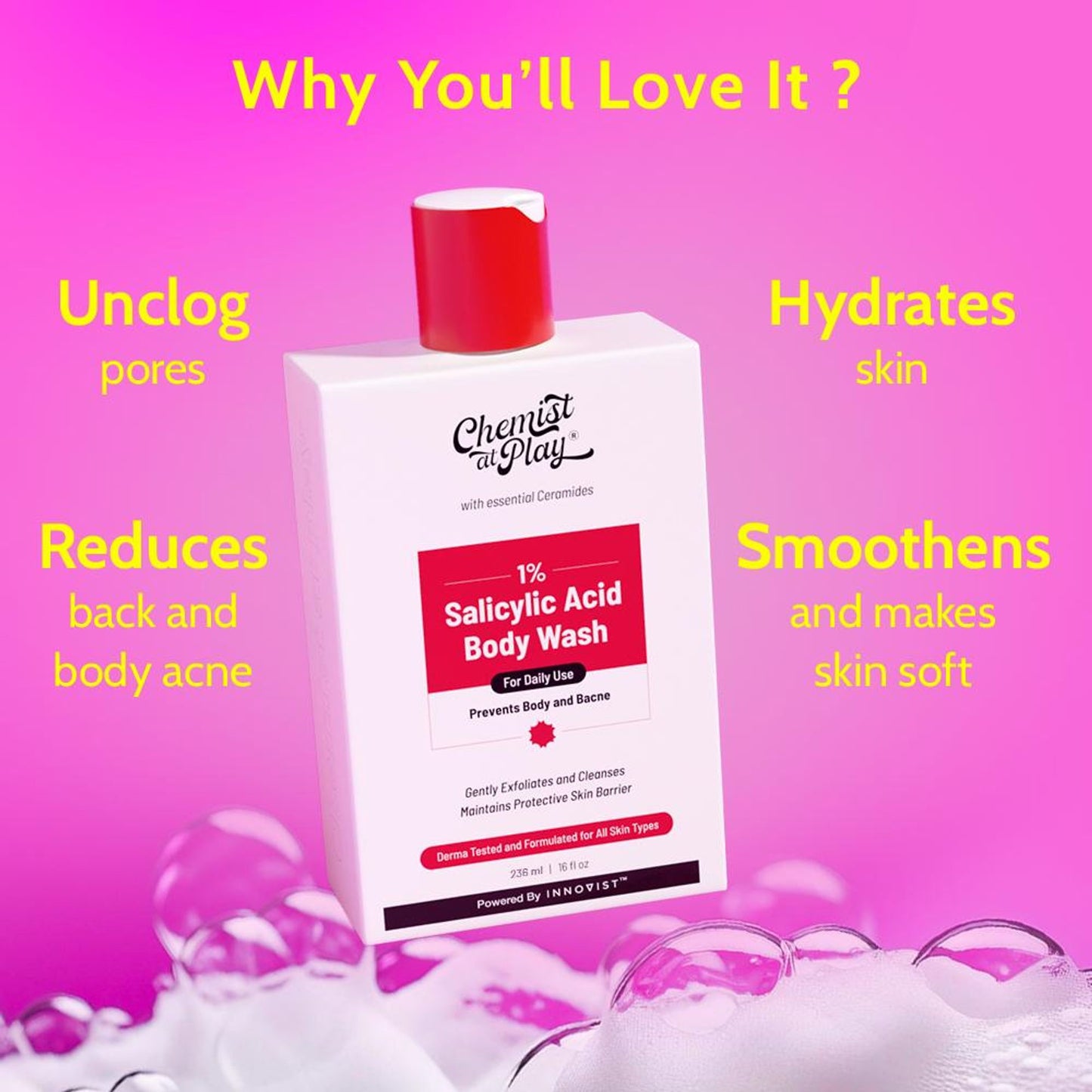 Chemist At Play 1% Salicylic Acid Acne Control Body Wash For Back And Body Acne And Back Acne