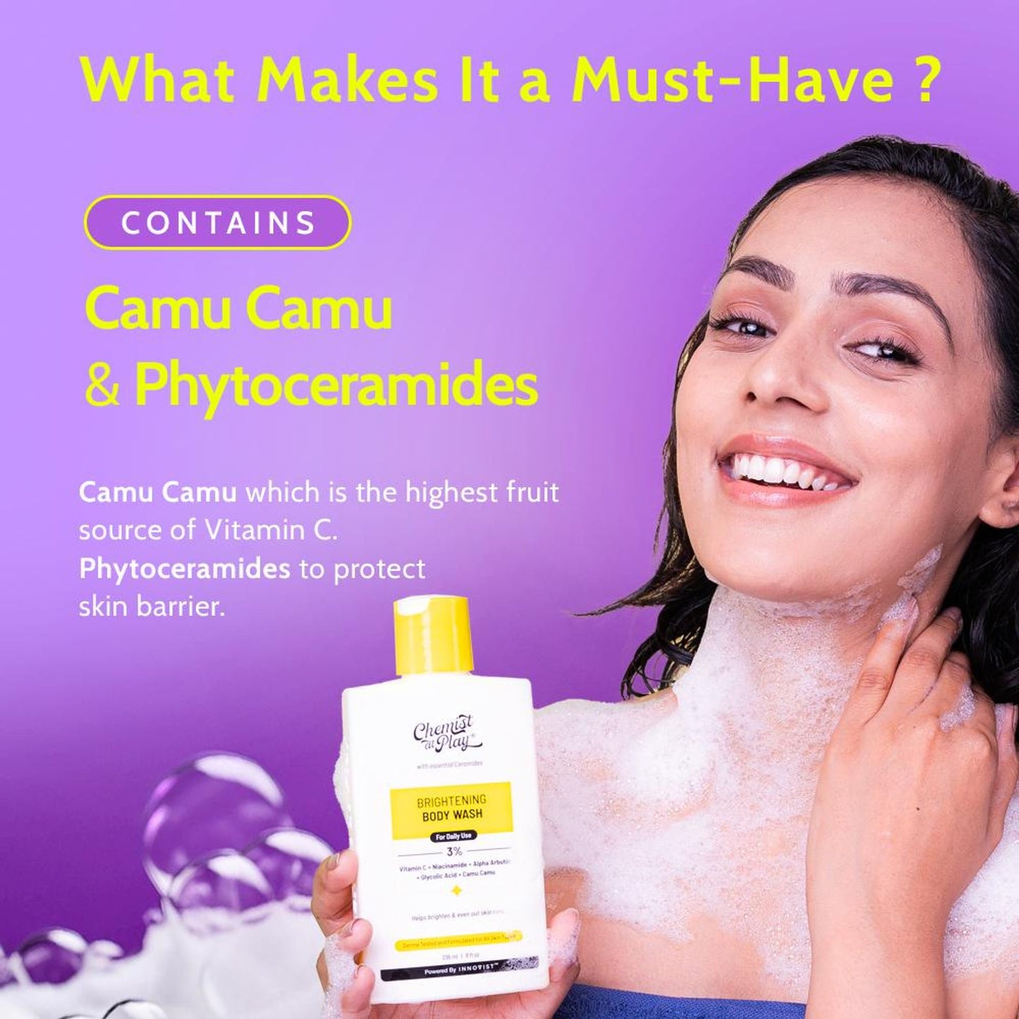 Chemist at Play Brightening Body Wash - 3% Vitamin C + Niacinamide Shower Gel For Women & Men