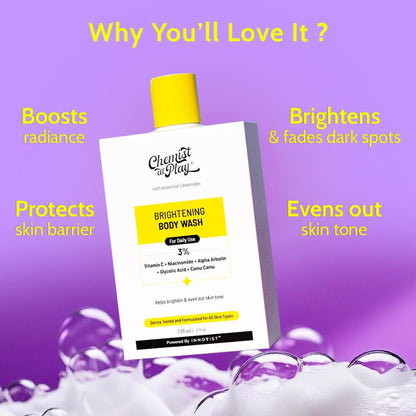 Chemist at Play Brightening Body Wash - 3% Vitamin C + Niacinamide Shower Gel For Women & Men
