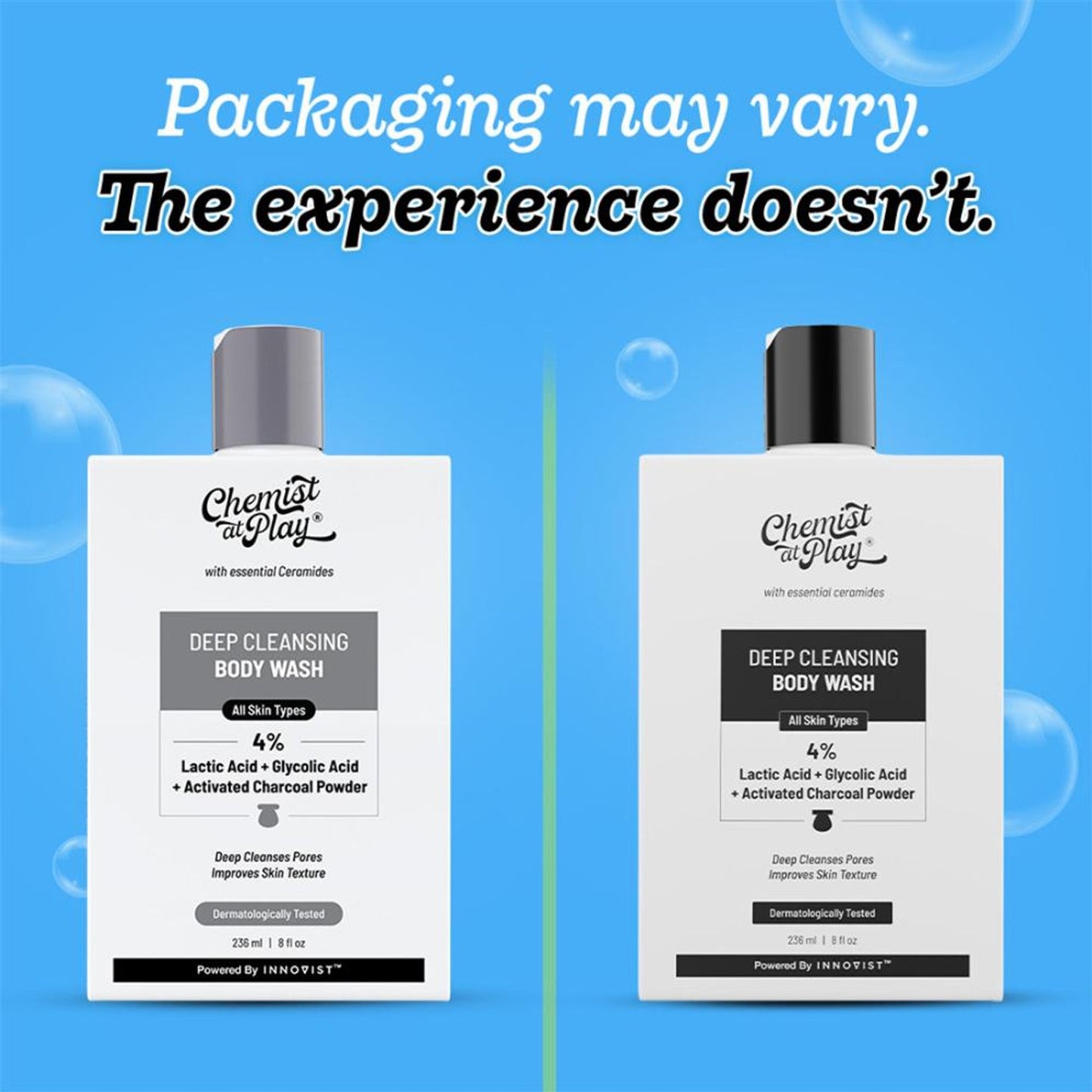 Chemist at Play Deep Cleansing Body Wash, Glycolic Acid & Charcoal Cleanse Pores,Detox & Control Oil