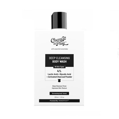 Chemist at Play Deep Cleansing Body Wash, Glycolic Acid & Charcoal Cleanse Pores,Detox & Control Oil