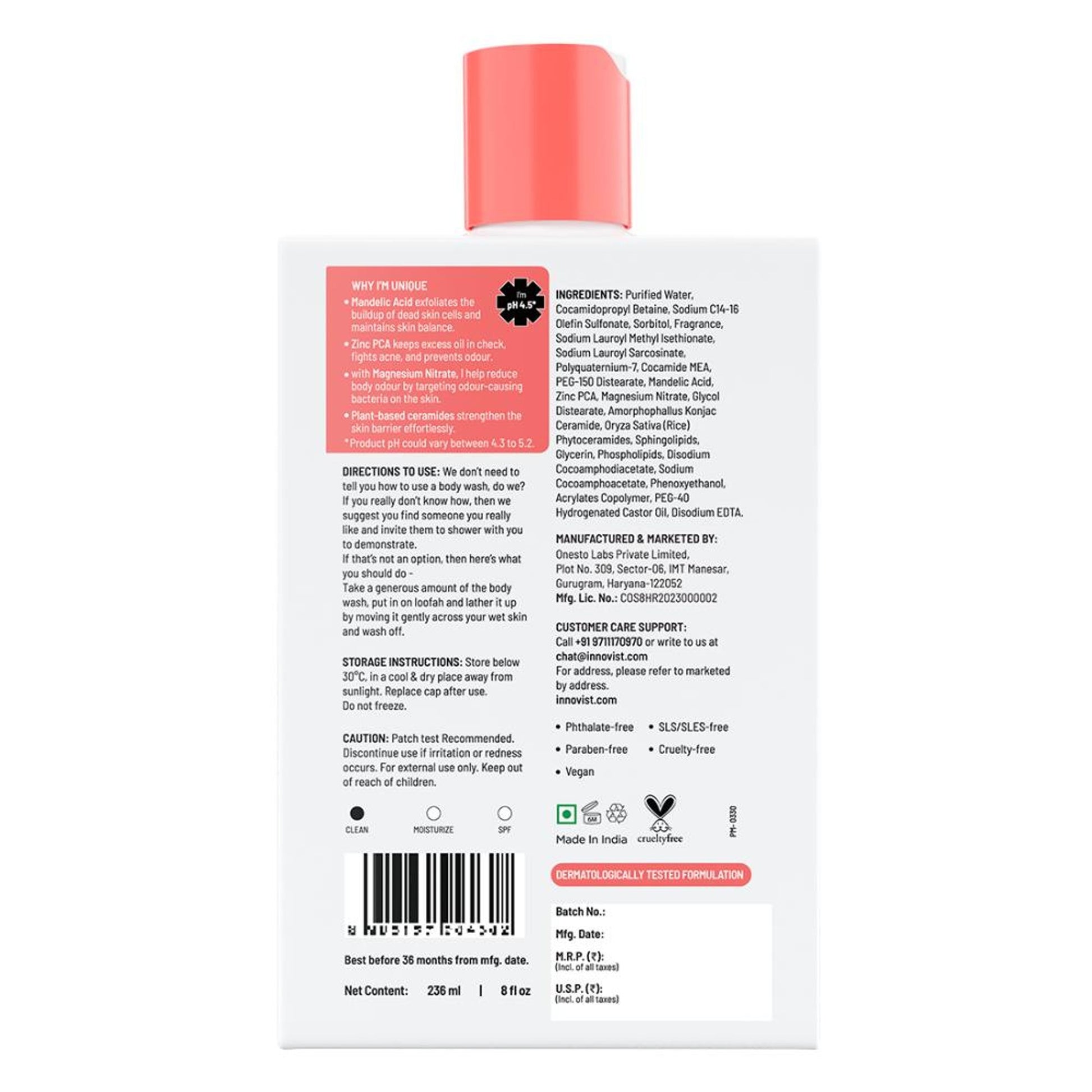 Chemist at Play Odour Control Body Wash, Magnesium Nitrate & Zinc Control Body Odour & Balance pH