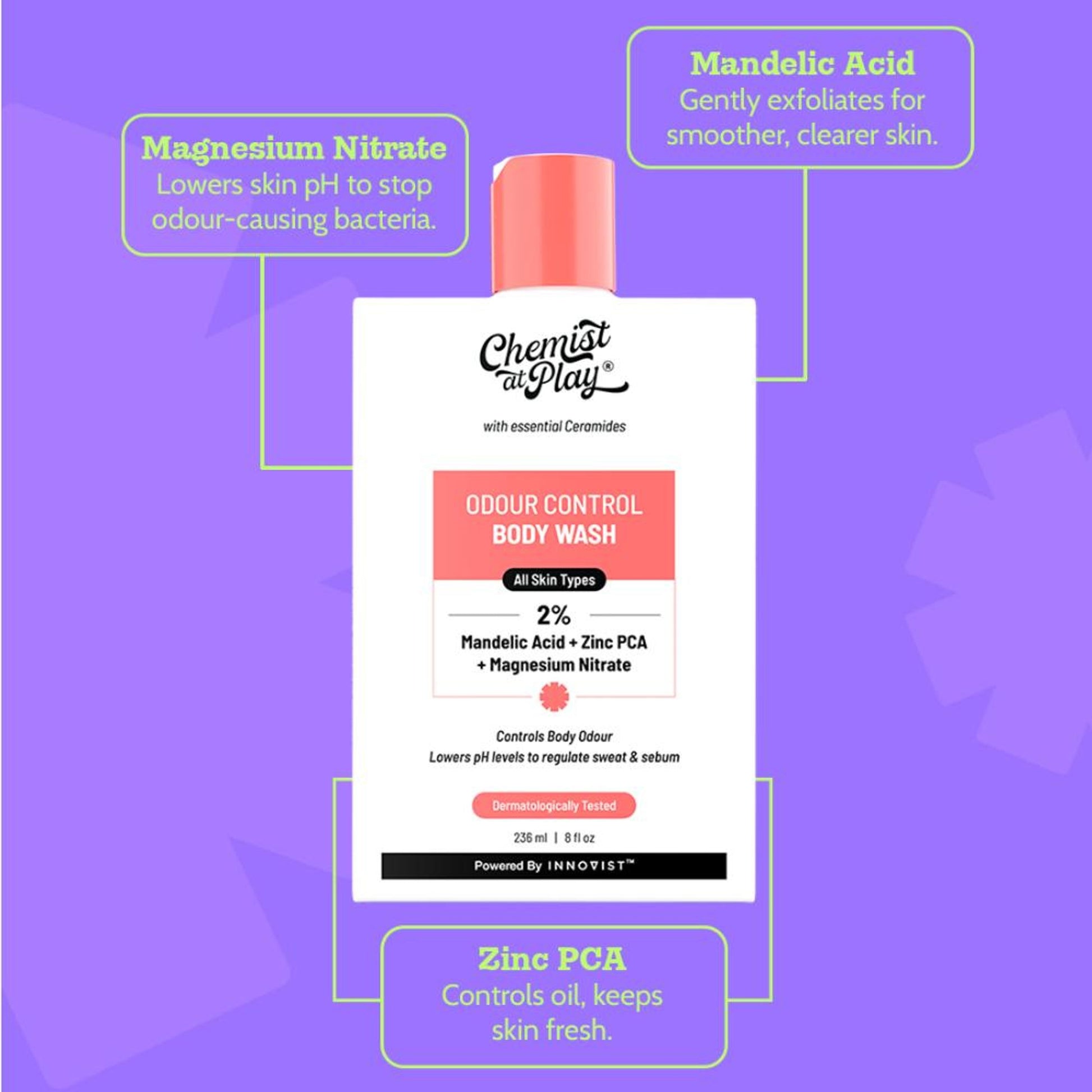 Chemist at Play Odour Control Body Wash, Magnesium Nitrate & Zinc Control Body Odour & Balance pH