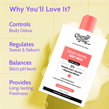 Chemist at Play Odour Control Body Wash, Magnesium Nitrate & Zinc Control Body Odour & Balance pH