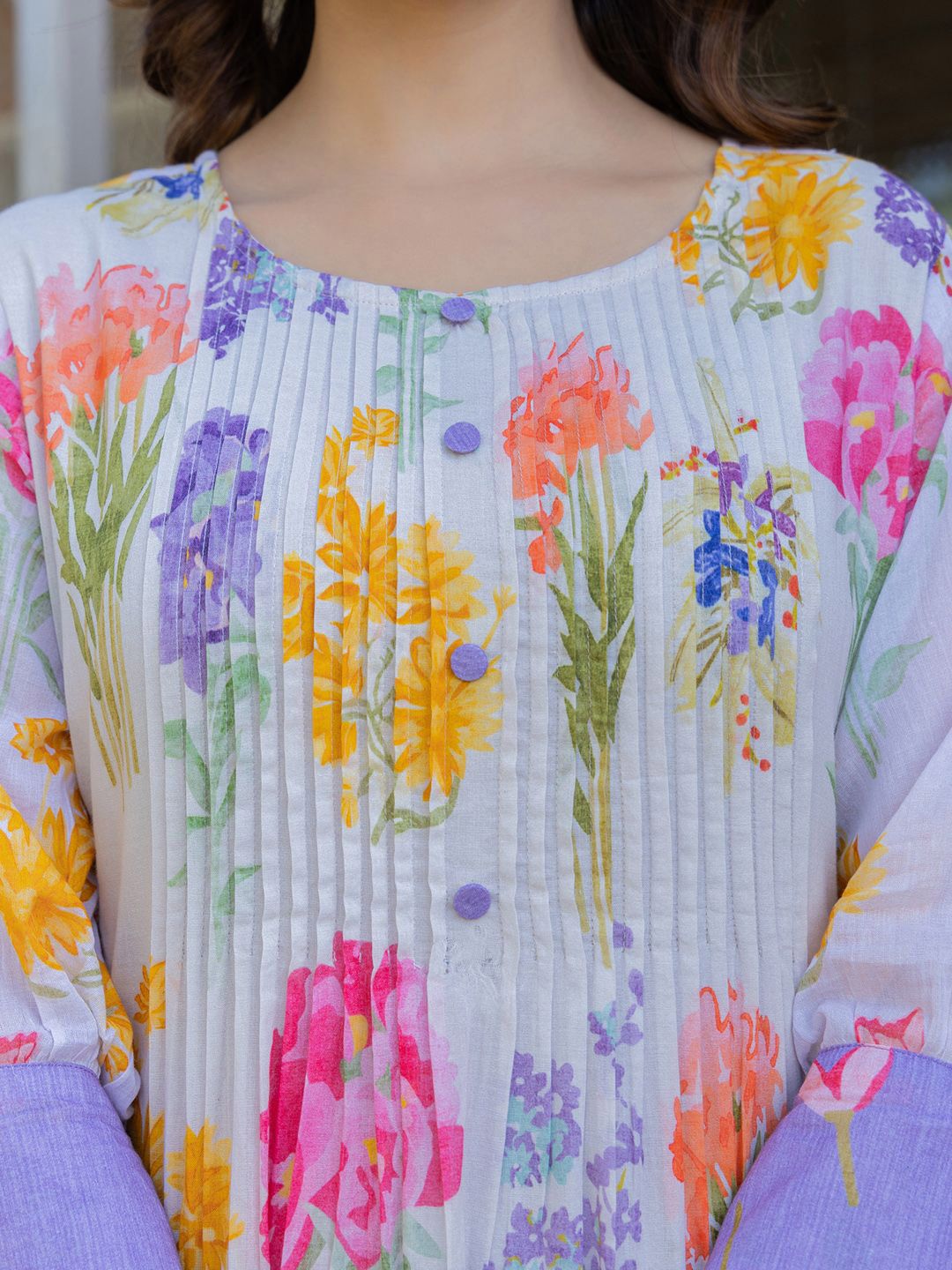 Floral Printed A-Line Pure Cotton Kurta With Trousers