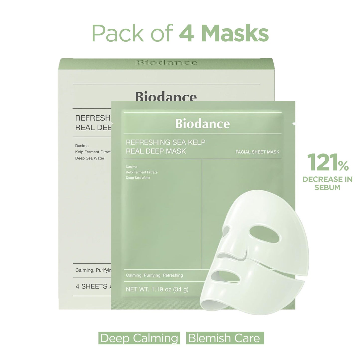 Biodance Refreshing Sea Kelp Real Deep Mask - Pack of 4