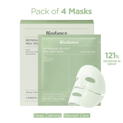 Biodance Refreshing Sea Kelp Real Deep Mask - Pack of 4