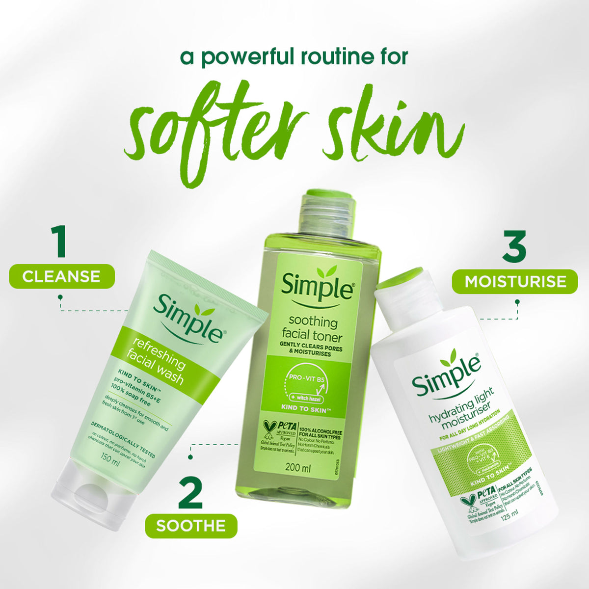 Simple Refreshing Facial Wash, 100% Soap-Free | Perfect for Sensitive Skin