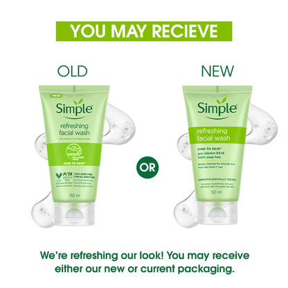 Simple Refreshing Facial Wash, 100% Soap-Free | Perfect for Sensitive Skin
