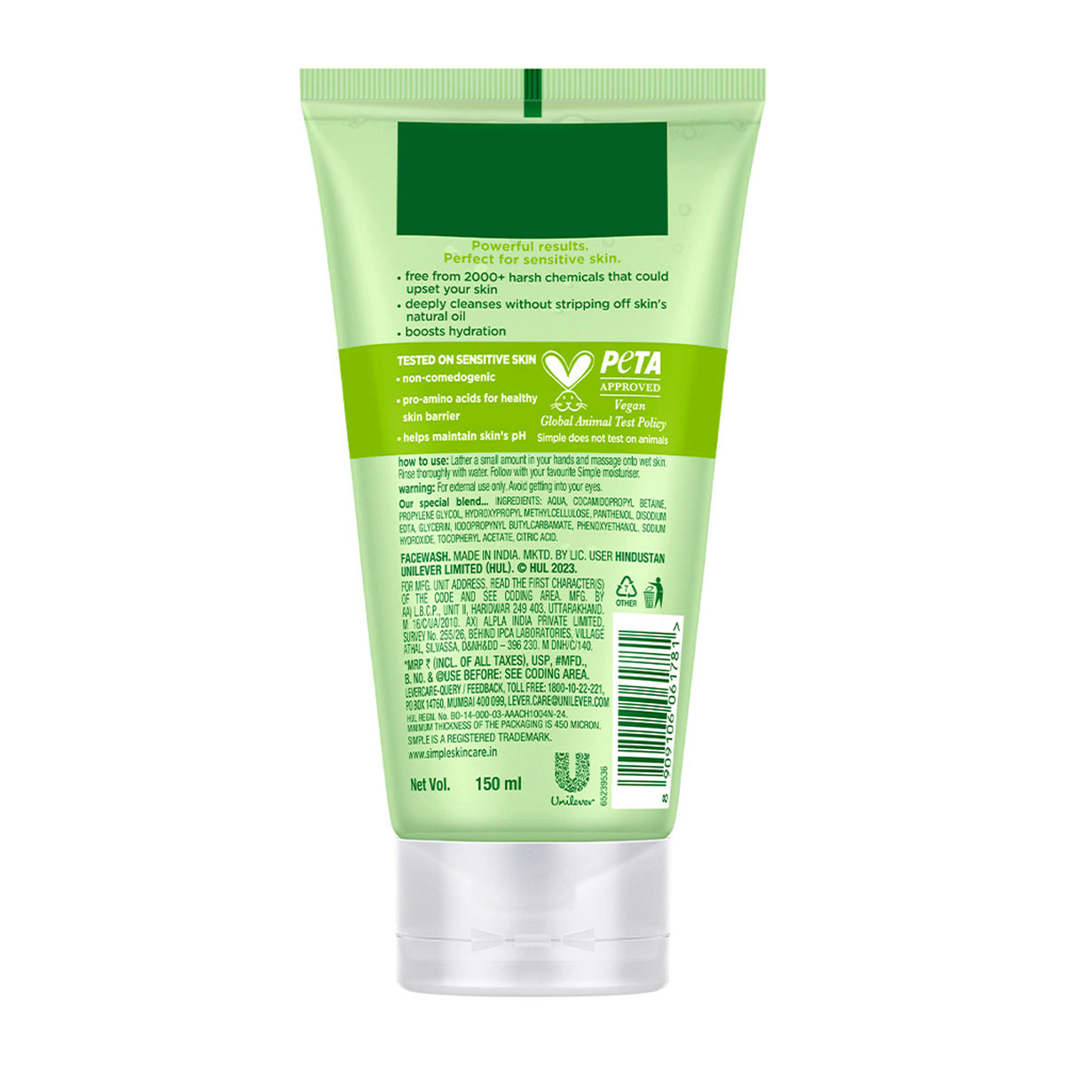 Simple Refreshing Facial Wash, 100% Soap-Free | Perfect for Sensitive Skin